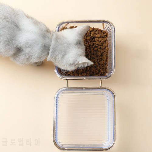 Cat Double Bowl New with Stand and Mat Pet Kitten Puppy Transparent Food Feeding Dish Metal Elevated Water Feeder Dog Supplies