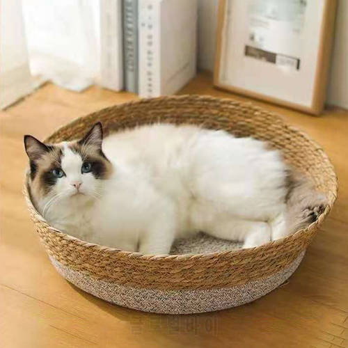 All Seasons Universal Cooling Pet Basket Mattress Papyrus Rattan Cat Nest Straw Dog Kennel Scratch Board Pets Supplies