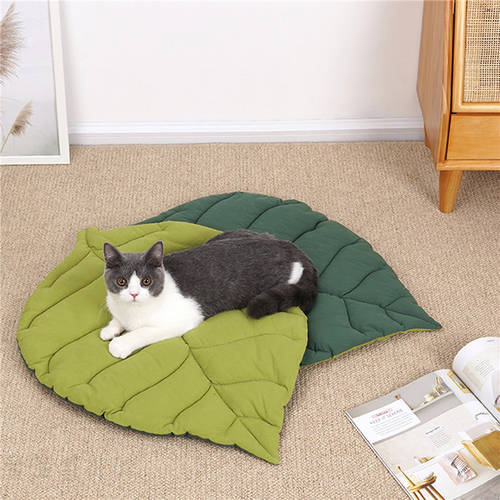 Leaf Shape Soft Dog Bed Mat Soft Crate Pad Machine Washable Mattress For Large Medium Small Dogs And Cats Kennel Pad