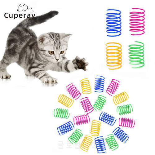 20pcs Cat Spring Toys Plastic Colorful Coil Spiral Springs Cat Toy Kitten Playing Interactive Toys Pet Accessories Set Favor Toy