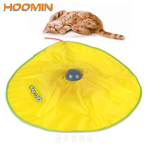 Automatic Interactive Pet Toy For Cat Kitty Electric Cat Toy Plate Motion Undercover Mouse Fabric Moving Feather 4 Speeds