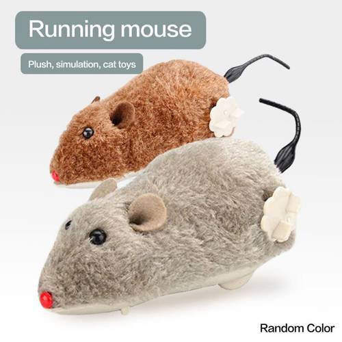 1pcs Clockwork Toy Wireless Winding Mechanism Toys Mouse Cat Toy Trick Playing Plush Toys Mechanical Motion Rats For Cat Dog Pet