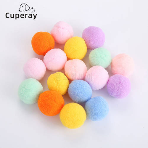 24pcs/set Cat Toy Color Mix Soft Pompom Ball Plush Toys Cat Catch Self-excited Toy Funny Indoor Outdoor Interactive Pet Supplies