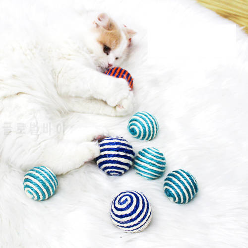 Sisal Ball Cat Toy Grinding Claw Molar Interactive Throwing Game Pet Supplies Dog Accessories Applicable Kitten Random Color 4PC