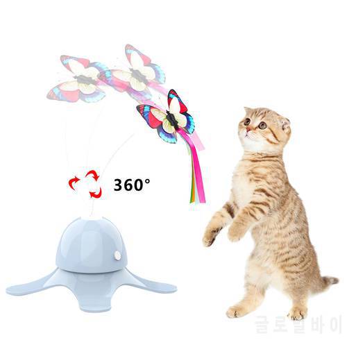 Cat Toy Electric 360 Degree Rotating Glowing Butterfly Funny Dog Toy Intelligence Trainning Tool Kitten Interactive Play Game