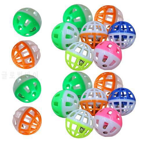 18Pcs 4cm Plastic Pet Cat Kitten Play Balls with Jingle Bell Pounce Chase Rattle Toy Colourful Cat Pet Supplies