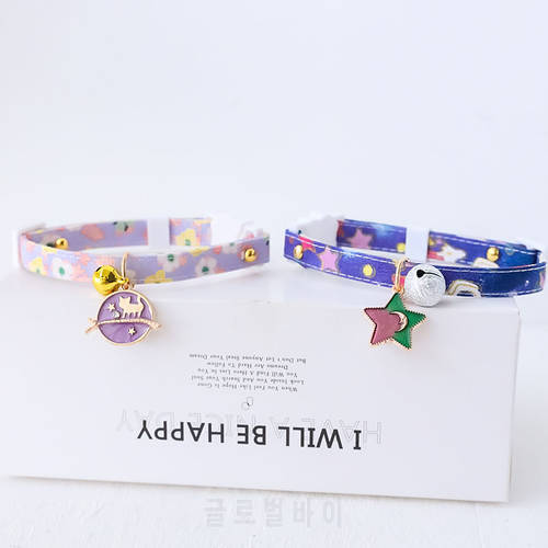 for newborn Cat Collar Safety Breakaway Small Dog Tie Adjustable Neck Strap for Puppy Kittens Necklace star cats with bell