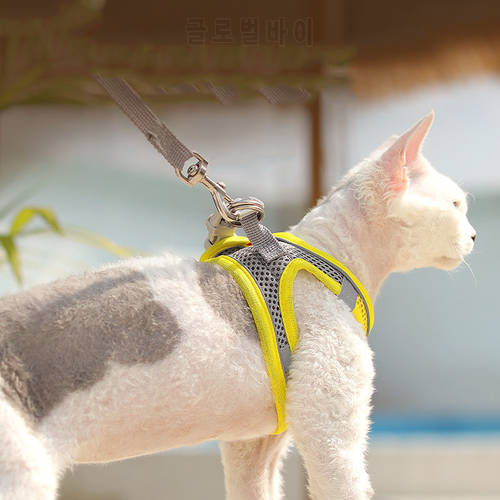 Breathable Cat Harness Vest Adjustable Kitten Chest Strap Reflective Puppy Pet Harness and Leash Belt Set for Small Dog Stuff