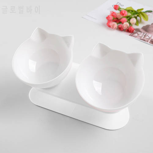 Non slip Double Cat Bowl with Raised Stand Protect Cervical VertebraPet Food Cat feeder cat food bowl for dogs Pet Products
