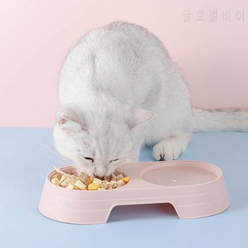 Solid Color for Indoor Dispenser Pet Dishes PP Material Double Bowl Cat Food for Indoor