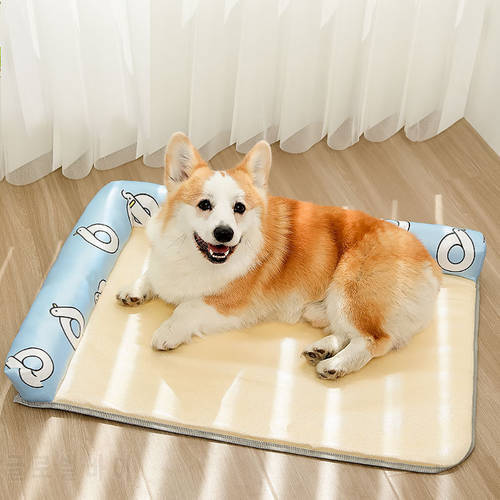 Dog Summer Rattan Weave Mat Cat Cooling Sleeping Sofa Beds Non-slip Pet Breathable Cushion Pad with Pillow