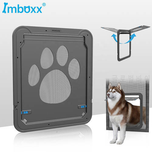 Pet Screen Doors Lockable Puppy Safety Magnetic Flap Dog Cat Screen Door Interior Free Entry and Exit Gate for Large Medium Dogs
