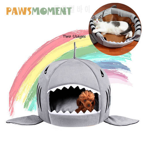 3 Colors High Quality Cotton Pet Soft Dog House for Small Dogs Cat Warm Shark Puppy Kitten Foldable Bed Tent Pet Products S-L