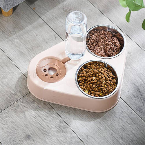 3 in 1 Stainless Steel Pet Dog Feeder Bowl With Dog Water Bottle Cat Automatic Drinking Cat Food Bowl Pet Feeder