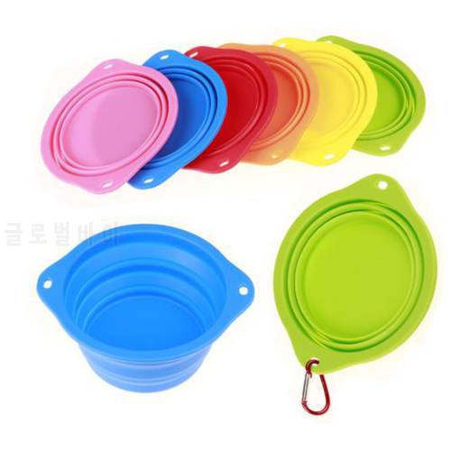 The new pet bowl out folding silicone portable dog bowl bowl dogs water bowl teddy food supplies silicone folding bowl for dogs