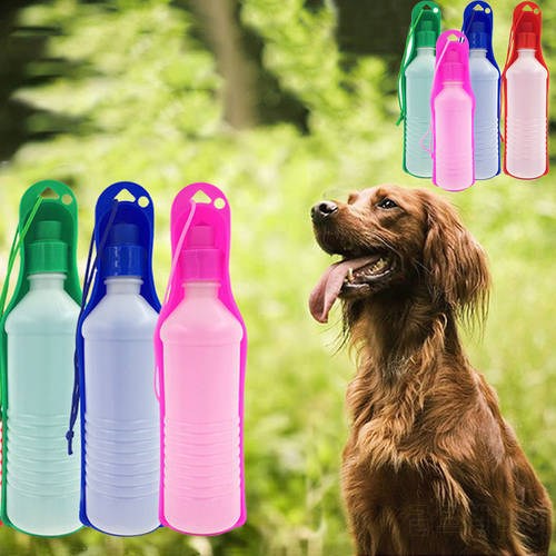 500ML Dog Water Bottle Folding Drinker Plastic Portable Water Bottle Pets Outdoor Travel Drinking Water Feeder Bowl for Dogs