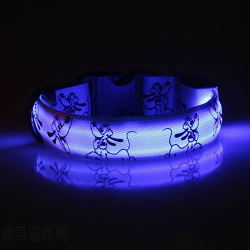Flashing Glowing Cartoon Led Dog Collar Light USB Rechargeable Night Safety Nylon Cats Collar Perro Puppy Accessories Pet Items