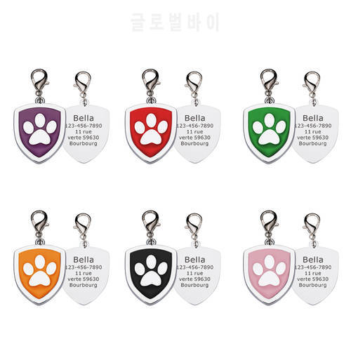 Personalized Pet ID Tag Cat Dog Collars Paw Plate Custom Name Number For Kitten Puppy Free Engraved Pet Accessories Dropshipping