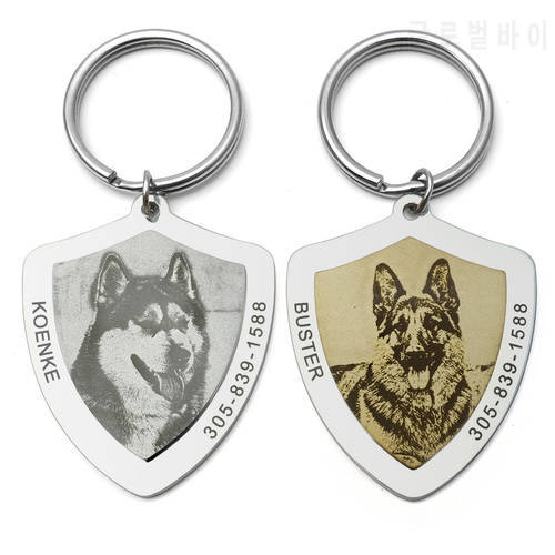 Custom Dog ID Tag Personalized Pet Name Tags Collar Engraved Photo Identification Tags Keychain Customized Pet Adoption Gift