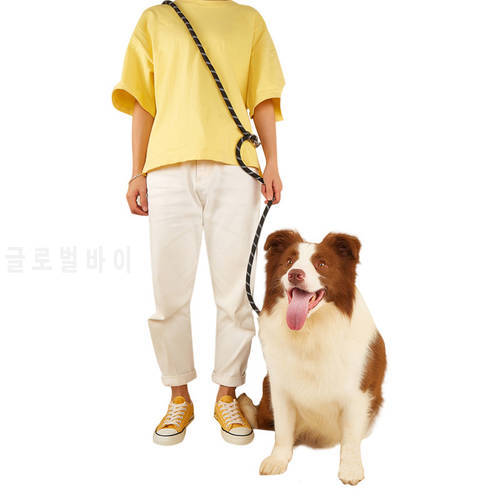 Nylon Hands Free Dog Leash Reflective Adjustable Pet Lead Belt Multi-Running Shoulder Traction Rope Lanyard for Small Large Dogs