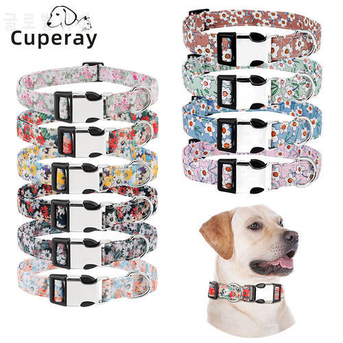 Cute Girl Dog Collars for Small Medium Large Dogs, Personalized Floral Pattern Female Pet Puppy Dog Collars Adjustable Collars