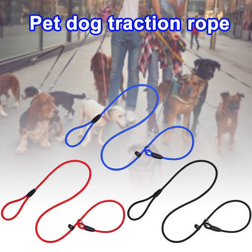 S / M / L Dog Training Belt Sliding Pet Dog Nylon Rope Lead Belt Adjustable Traction Collar