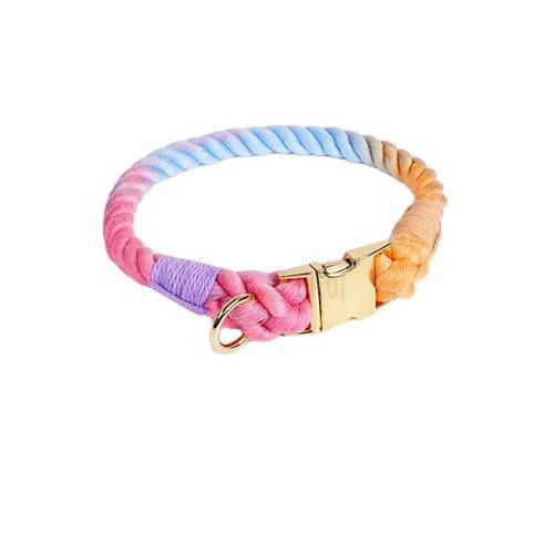 New Multicolor Pet Collar Hand-knitted Rope for Small Medium Large Dogs German Shepherd Yorkshire Terrier French Bulldog Supplie