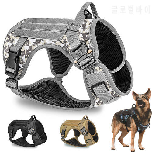 Adjustable Military Dog Harness Tactical Vest Quick Release Harness for Large Dogs German Shepherd Breathable Dog Harness