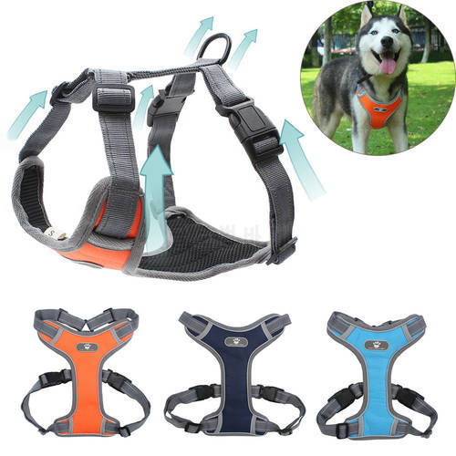 Pet Dog Harness Reflective Dogs Chest Strap Breathable Mesh Dog Collar For Labrador Husky Training Walking Dog Accessories