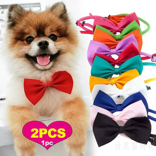 Pet Dog Cat Necklace Adjustable Strap for Cat Collar Dogs Accessories Pet Dog Bow Tie Puppy Bow Ties Dog Pet Supplies 1/2Pcs