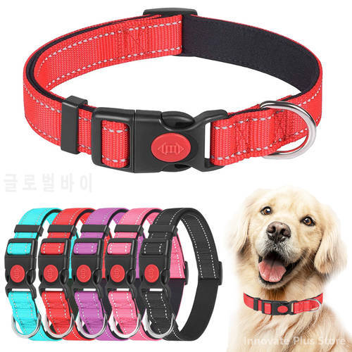 Nylon Dog Collar Quick Release Clip Buckle Solid Color Pet Collar Suitable for Small Medium Dog Reflective Dogs Collar