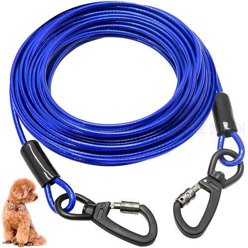 Double-headed Pet Dog Tie Out Cable Leash Long Steel Wire Rope for Outdoor Dogs Straps Adjustable Running Rope Supplies