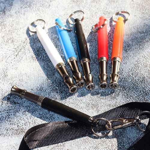 Pet Dog Training Whistle Ultrasonic Flute Stainless Steel Adjustable Pet Obedient Whistles Dogs Train Key Chain Pets Supplies