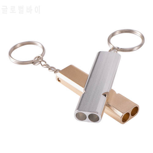 Double-frequency Animal Training Whistle Thickened Aluminum Multi-function Emergency Survival Whistle Outdoor Tool Keychain 1Pc