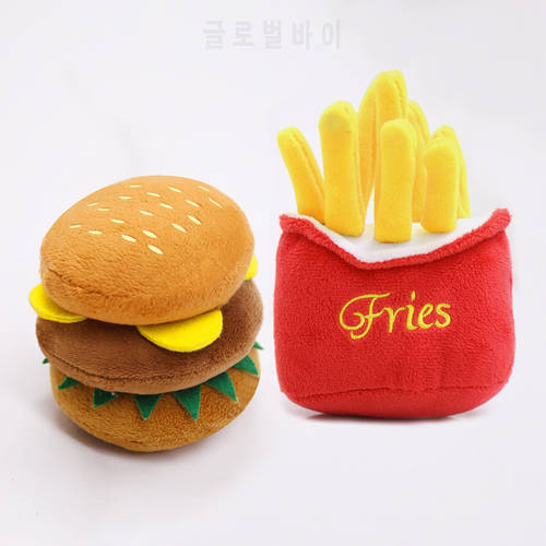 Funny French Fries Burger Plush Dog Toys Funny Interacative Squeak Chew Bite Puppies Toy Pets Supplies