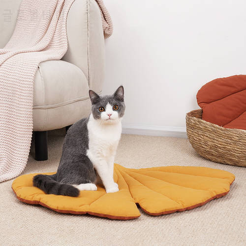 Cat&39s House Cover Leaf Cat Bed Mat For Cats Cushion Blanket Leaf-shaped For Dogs Washable Pet Sleeping Nest Home Soft Mat