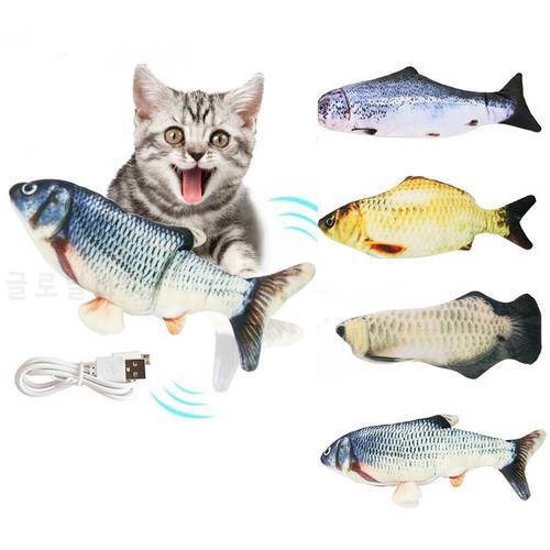 1PC Cat Wagging Catnip Toy USB Charging Simulation Cat Toy 28CM Dancing Moving Floppy Fish Cats Toy Electronic Pet Cat Toy
