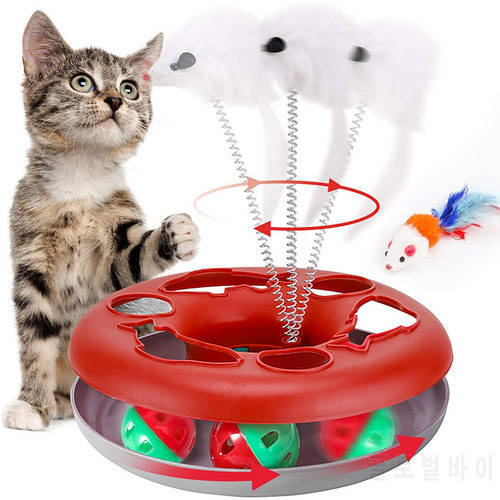 Cat Toy Cat Turntable Ball for Indoor Cats Interactive Kitten Toys Roller Tracks with Catnip Spring Funny Pet Toy Teaser Mouse