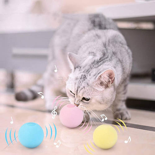 Smart Cat Toys Interactive Ball Catnip Cat Training Sounding Toy Dog Cats Squeak Gravity Ball for Puppy Kitten Playing