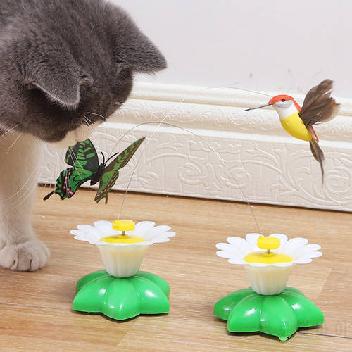 Automatic Electric Rotating Cat Toy Colorful Butterfly Bird Animal Shape Plastic Pet Dog Kitten Interactive Toys Cat Accessories