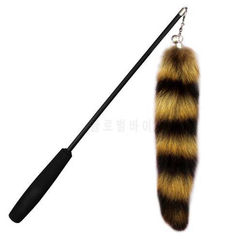 Funny Cat Plush Tail Teaser Wand Toy Kitten Cat Exercise Playing Accessories Simulation Fox Tail Fur Interactive Supplies