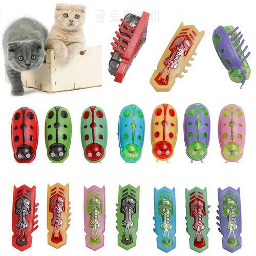 Electric Insect Cat Toy, Cat Escape Obstacle Automatic Flip Toy Battery Operated Vibration Pet Beetle Playing Toy Mini Robot Bug
