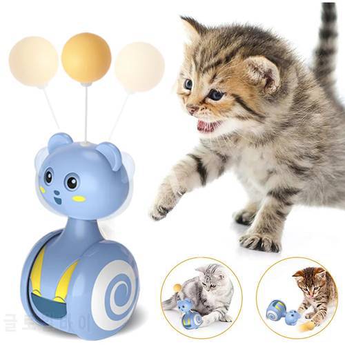 Automatic Cat Toy Tumbler Swing Toys for Cats Funny Balance Car Interactive Kitten Chasing Toy With Feather Ball Cat Accessories