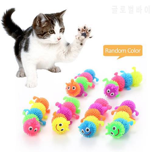 Rubber Cat Toys Interactive Simulation Colorful Caterpillar Shape Cat Accessories for Kitten Cute TPR Soft Puppy Home Chew Toys