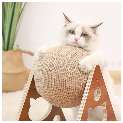 New Funny Scraper Toy Hot Sale Wooden Scratching Board Scratching Ball For Cat Hemp Interactive Rope Toys Pet Accessories 2022