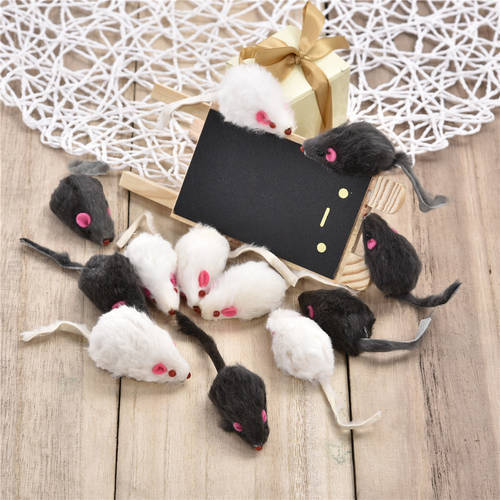 12pcs Mouse Simulate Fur Mixed Loaded Toys for Pet Cat Kitty with Sound Simulation Fluff Mouse Toys Mixed Color Pet Toy Supplies