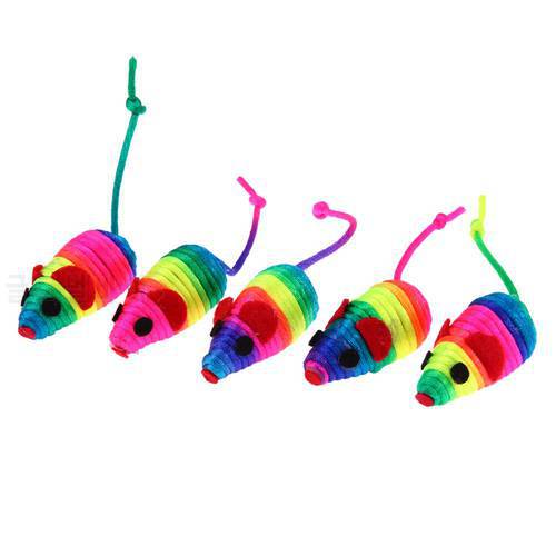 5pcs Colorful False Mouse Pet Cat Toys Squeaker Sound Toy Mini Playing Toy Funny Cats Playing Toys For Cat Kitten Pet Products