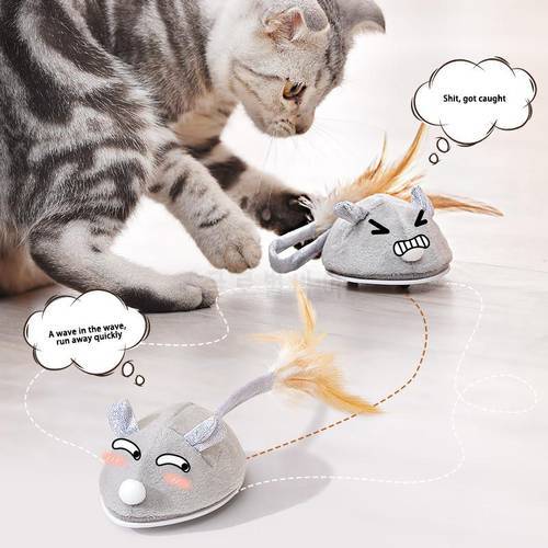 Smart Sensing Mouse Cat Toys Interactive Electric Stuffed Toy Cat Teaser Self-Playing USB Charging Kitten Mice Toys for Cats Pet
