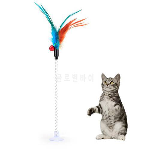 Dorakitten 1pc Cat Toy Funny Interactive Suction Spring Cat Toy Cat Feather Wand Cat Teaser Pet Supplies Cat Favors Random Color