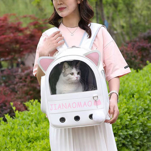 Cute Travel Cat Dog Solid Cat Ear Transparent Bag Uniform Pet Outdoor Backpack Women Jelly Transport Transparent Shoulder Bags